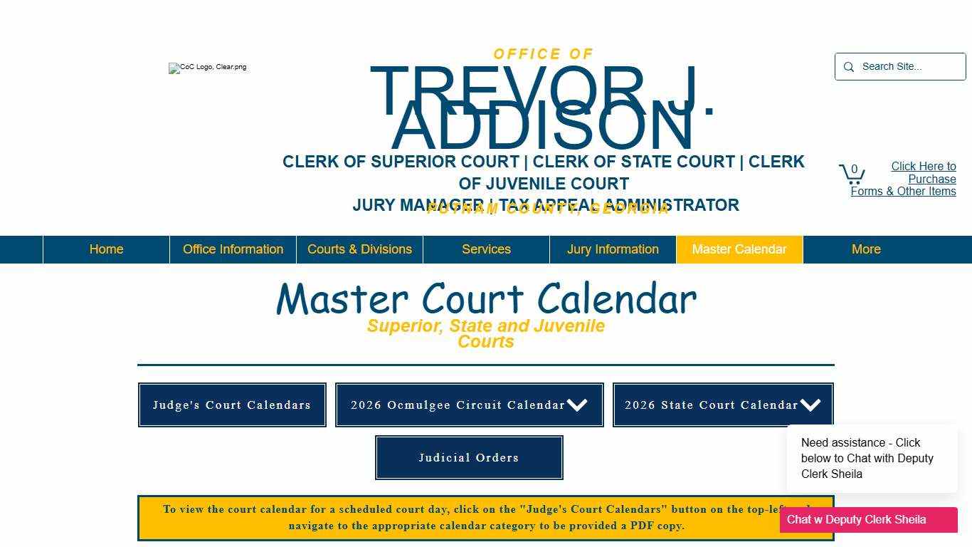 Master Calendar Office of Trevor J. Addison